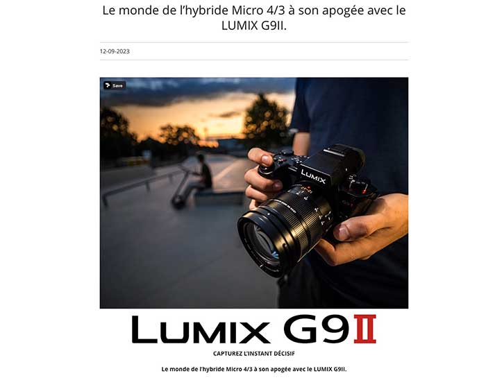 Panasonic Lumix G9II : un nouvel hybride pro au format Micro 4/3